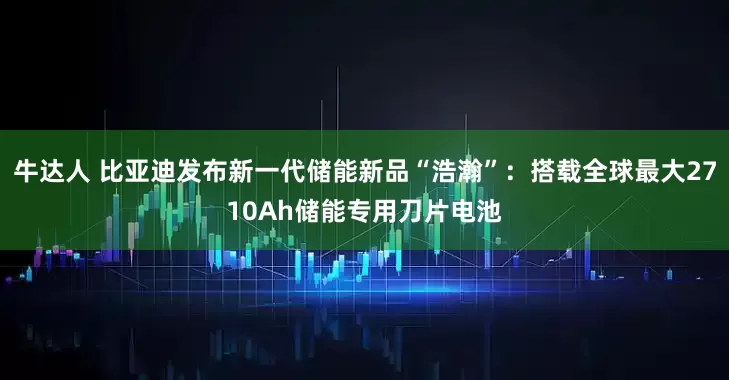 牛达人 比亚迪发布新一代储能新品“浩瀚”：搭载全球最大2710Ah储能专用刀片电池