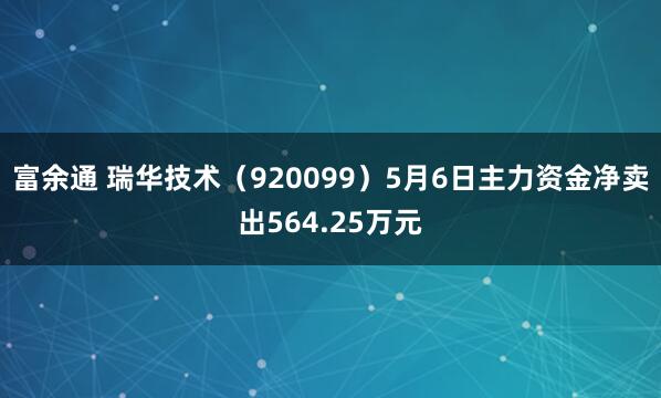 富余通 瑞华技术（920099）5月6日主力资金净卖出564.25万元