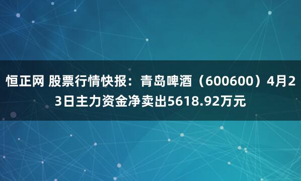 恒正网 股票行情快报：青岛啤酒（600600）4月23日主力资金净卖出5618.92万元